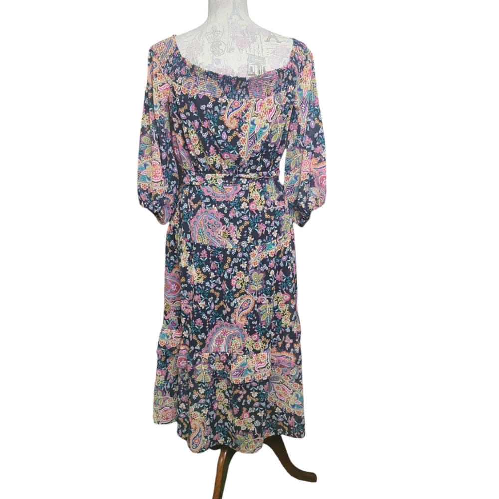 Sam Edelman Floral Print Off Shoulder Dress with Side Slit Size 10